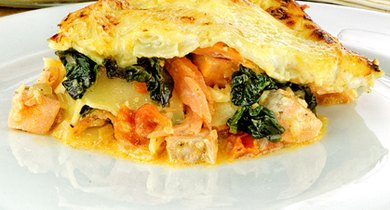 Lasagnes d'épinards aux deux truites