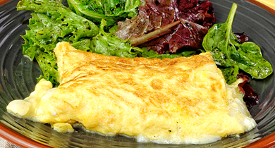 Omelette de chèvre frais à la menthe