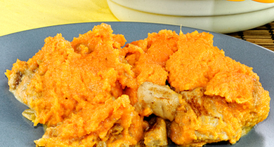 Parmentier de poulet aux patates douces et deux épices