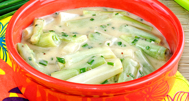 Poireaux à la crème et à la ciboulette