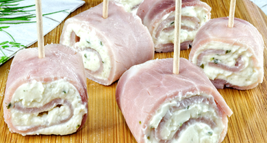 Petits roulés de jambon