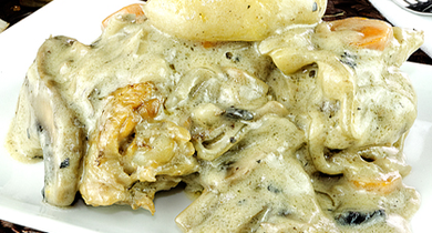 Fricassée de poulet aux pommes