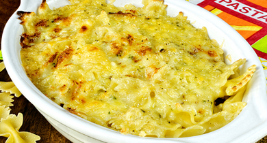 Gratin de farfalles aux 2 fromages