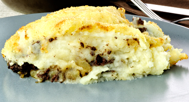 Pommes en bas, pommes en l'air au boudin noir façon parmentier