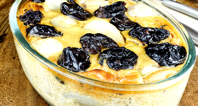 Gratin de navets nouveaux et pruneaux