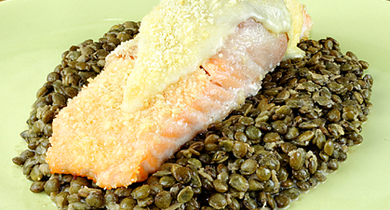 Pavé de saumon aux lentilles