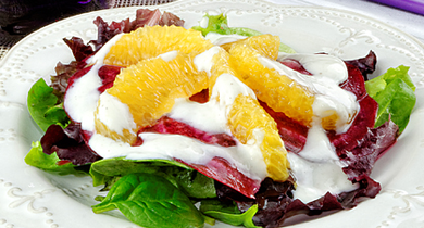 Salade de betteraves crues aux oranges et au yaourt