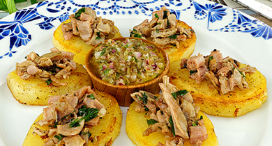 Andouille et Charlotte en poêlée