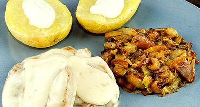 Escalopines de porc aux endives caramélisées