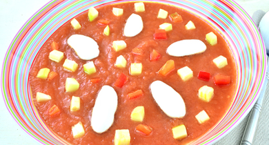 Gaspacho de tomates au bocal basilic Salakis