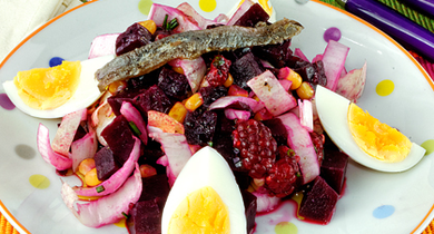 Salade de betteraves et de framboises