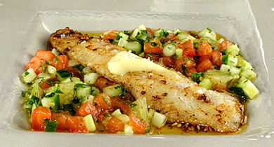 Craquant de merlan, sauce vierge