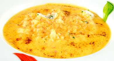 Gratin de tourteaux au poivron rouge et herbes