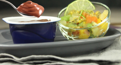 Minestrone de fruits exotiques et Velours de crème La Laitière