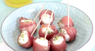 Mini mozzarella au jambon cru