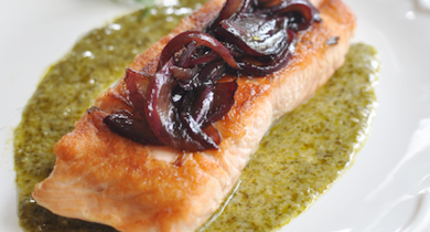 Minute de saumon au petit pesto d'aneth