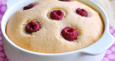 Moelleux au chocolat blanc et framboises