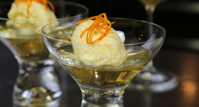 Mousse de clémentines sur gelée de champagne