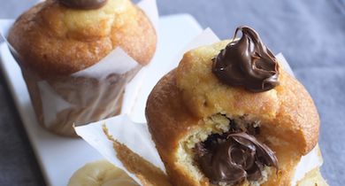Muffin banane coeur de pâte à tartiner
