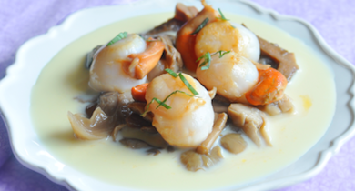 Noix de Saint-Jacques aux pleurottes