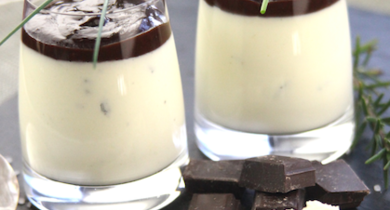 Panna cotta au Roquefort, ganache chocolat