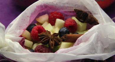 Papillote de fruits aux épices