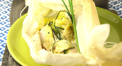 Papillote de poulet à la crème, beurre de citron vert