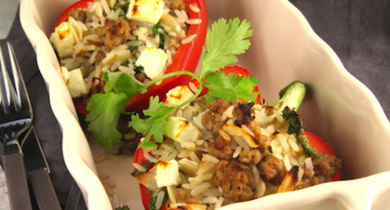 Poivrons rouges farcis au Salakis