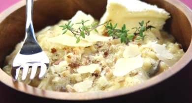 Risotto au camembert et jus de cidre