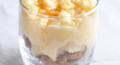 Riz au lait express , spéculoos et confiture de lait