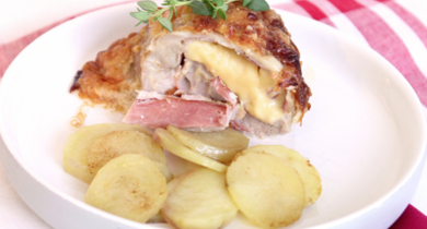 Rôti de porc au bacon et raclette