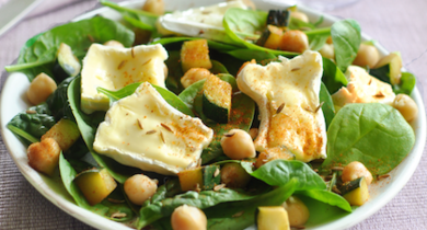 Salade d'épinard et camembert aux épices douces