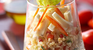 Salade de boulghour à l'italienne, allumettes de mozzarella