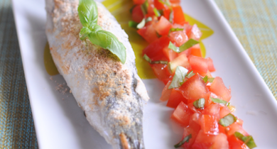Sardines de parmesan en sucette, tartare de tomates