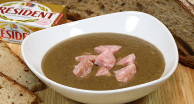 Soupe de lentilles et saucisse de Morteau