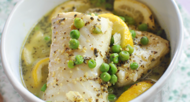 Tajine de bar aux petits pois