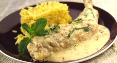 Tandoori de poulet, riz au curry