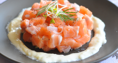 Tartare de saumon à la crème d'Ossau-Iraty Istara