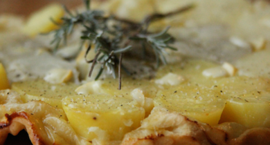 Tatin d'endives au poulet et au reblochon 