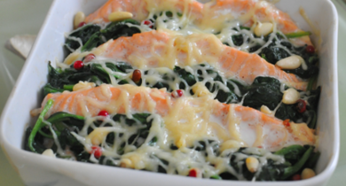 Tian de saumon Président aux épinards 