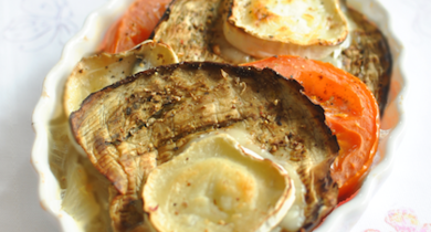 Tian d'aubergines au fromage de chèvre