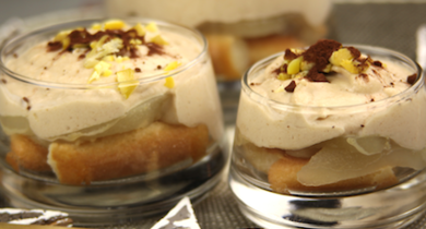 Tiramisu aux poires et à la crème de marrons