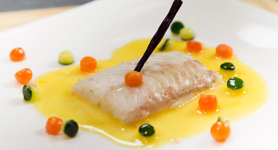 Filet de turbot aux 3 fruits vanillés