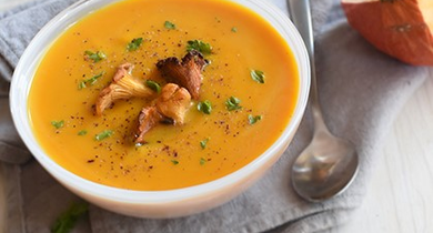 Velouté de potimarron aux girolles