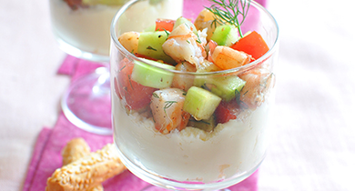 Verrines fraîcheur crevettes et concombres