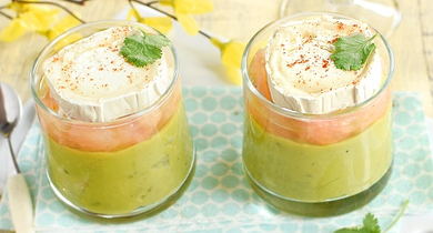 Verrines avocat pamplemousse au chèvre