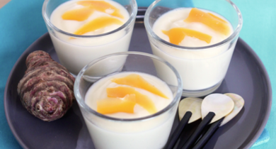 Verrines de crème de topinambours à la mimolette