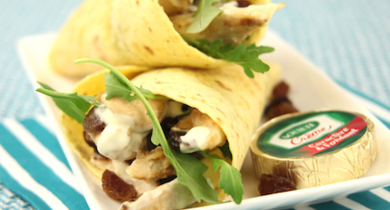 Wraps de poulet au Société Crème et aux raisins secs 