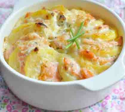 Gratiné De Pommes De Terre Au Saumon Fumé