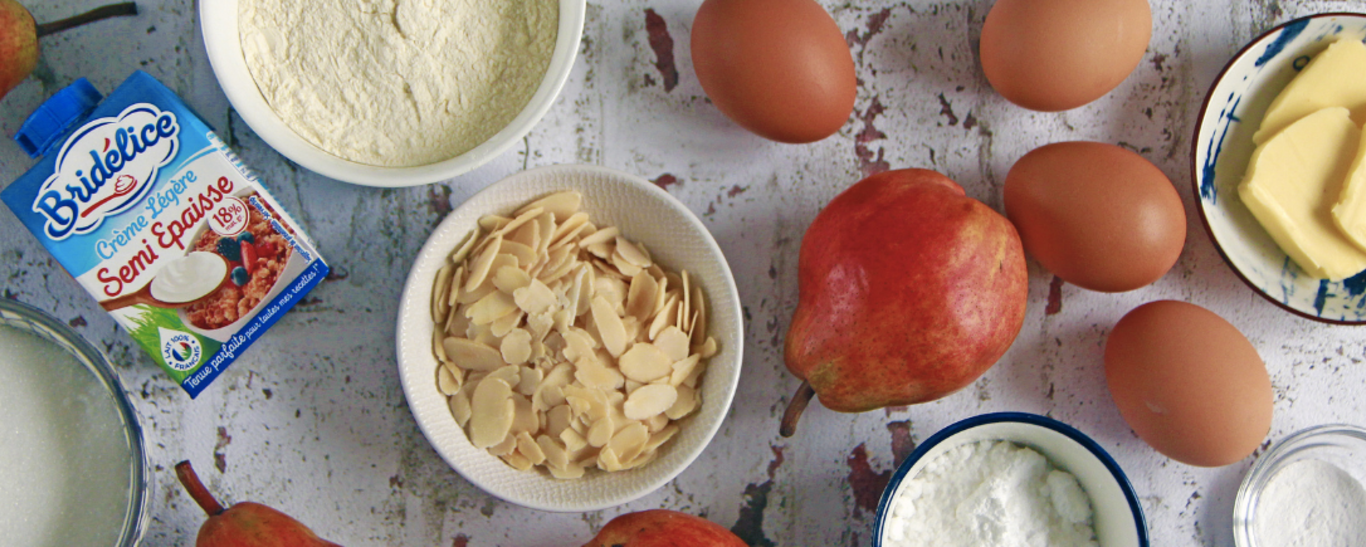 Clafoutis aux poires et amandes torréfiées Bridélice 